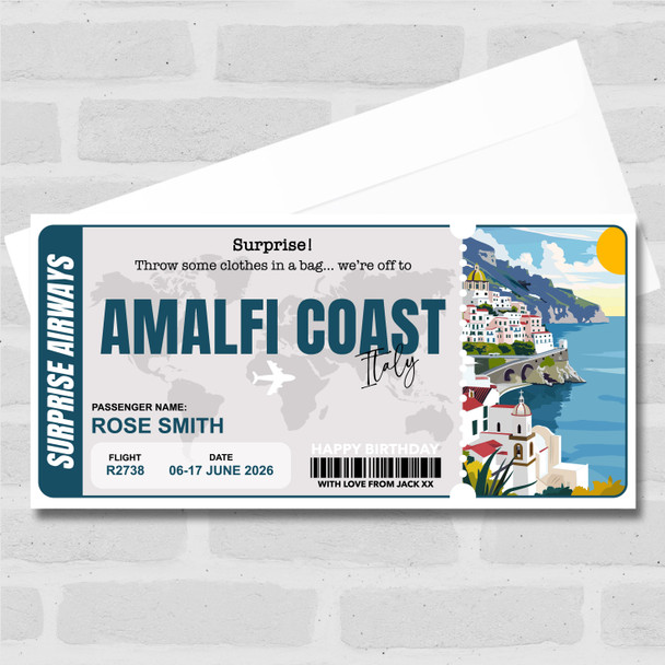 Trip To Amalfi Coast Pass Personalised Gift Voucher Surprise Trip Holiday Ticket