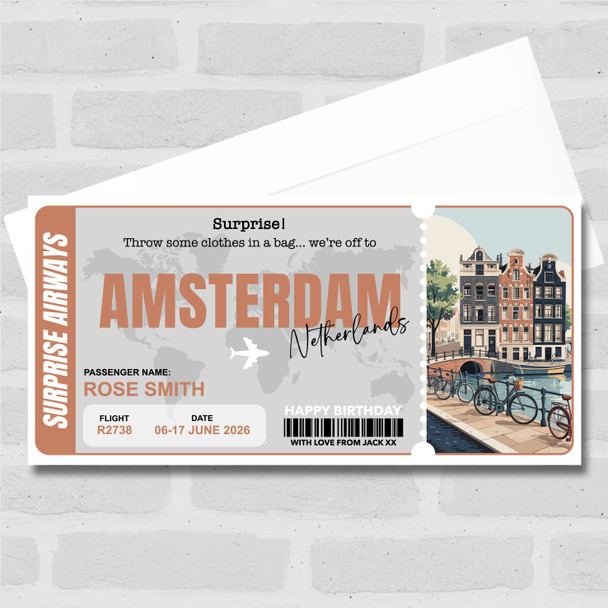 Trip To Amsterdam Pass Personalised Gift Voucher Surprise Trip Holiday Ticket
