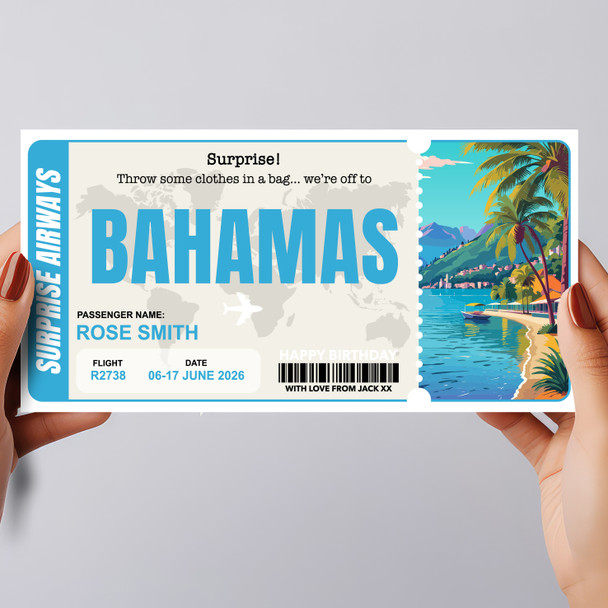 Trip To Bahamas Pass Personalised Gift Voucher Surprise Trip Holiday Ticket