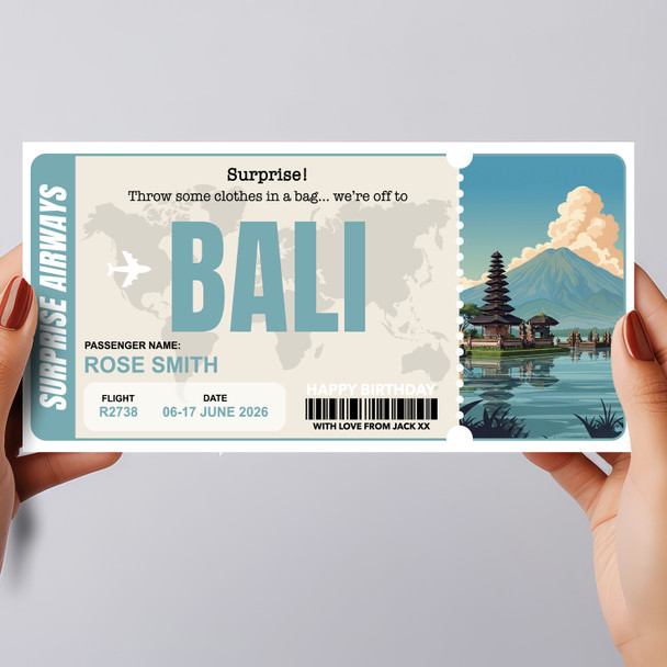 Trip To Bali Sea Pass Personalised Gift Voucher Surprise Trip Holiday Ticket