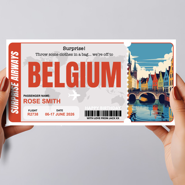Trip To Belgium Pass Personalised Gift Voucher Surprise Trip Holiday Ticket