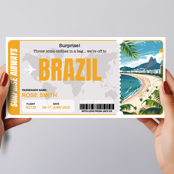 Trip To Brazil Pass Personalised Gift Voucher Surprise Trip Holiday Ticket