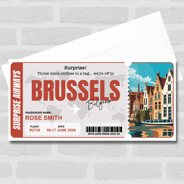 Trip To Brussels Pass Personalised Gift Voucher Surprise Trip Holiday Ticket