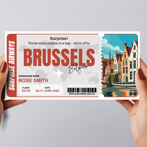 Trip To Brussels Pass Personalised Gift Voucher Surprise Trip Holiday Ticket