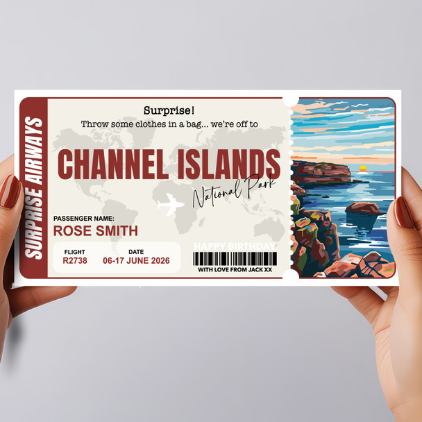 Trip To Channel Islands Parks Personalised Gift Voucher Surprise Trip Ticket