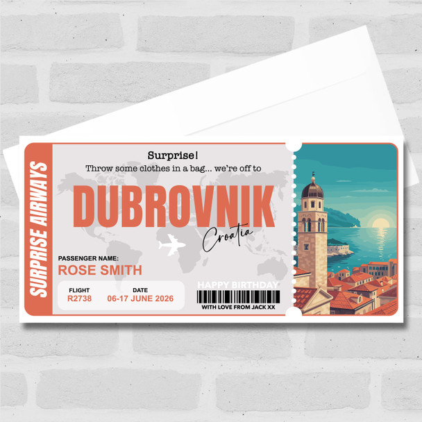 Trip To Croatia Dubrovnik Personalised Gift Voucher Surprise Trip Holiday Ticket