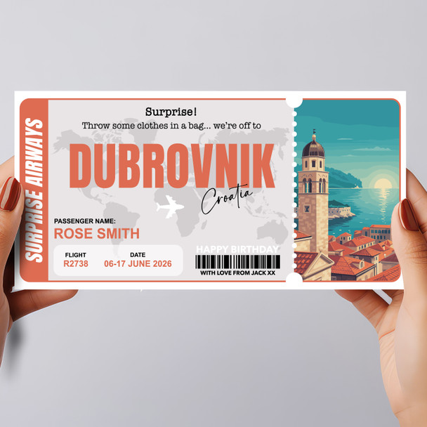Trip To Croatia Dubrovnik Personalised Gift Voucher Surprise Trip Holiday Ticket