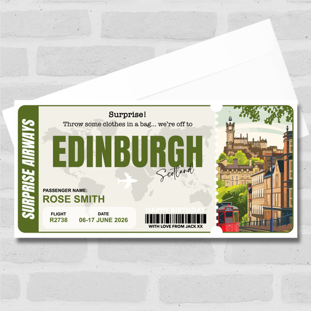 Trip To Edinburgh Scotland Pass Personalised Gift Voucher Surprise Trip Ticket