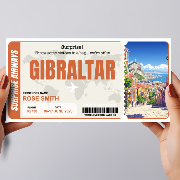 Trip To Gibraltar Pass Personalised Gift Voucher Surprise Trip Holiday Ticket