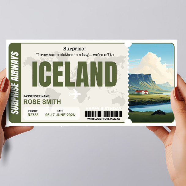 Trip To Iceland Pass Personalised Gift Voucher Surprise Trip Holiday Ticket