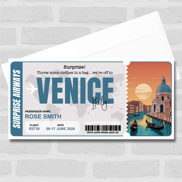 Trip To Italy Venice Pass Personalised Gift Voucher Surprise Trip Holiday Ticket