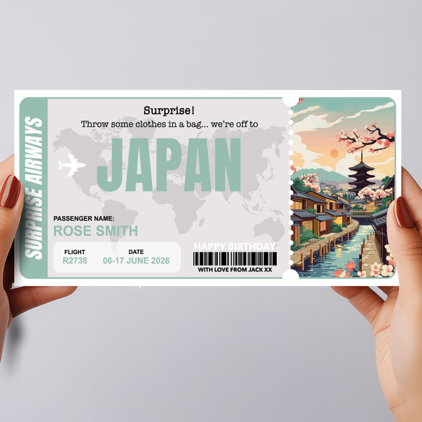 Trip To Japan Pass Personalised Gift Voucher Surprise Trip Holiday Ticket