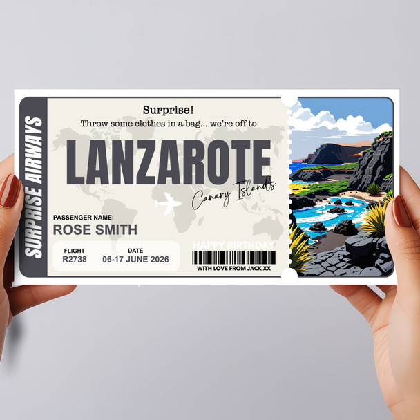Trip To Lanzarote Pass Personalised Gift Voucher Surprise Trip Holiday Ticket