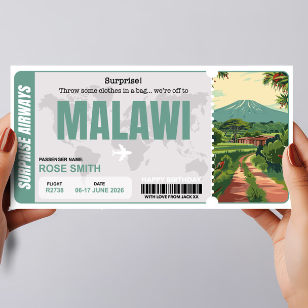 Trip To Malawi Pass Personalised Gift Voucher Surprise Trip Holiday Ticket
