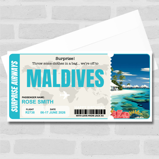 Trip To Maldives Pass Personalised Gift Voucher Surprise Trip Holiday Ticket