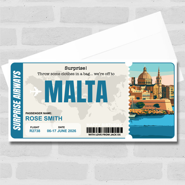 Trip To Malta Pass Personalised Gift Voucher Surprise Trip Holiday Ticket