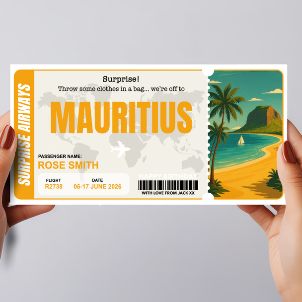 Trip To Mauritius Pass Personalised Gift Voucher Surprise Trip Holiday Ticket