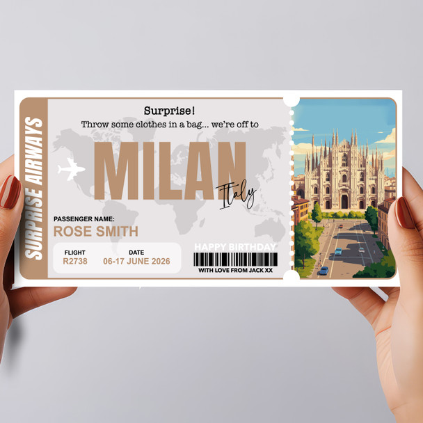 Trip To Milan Pass Personalised Gift Voucher Surprise Trip Holiday Ticket