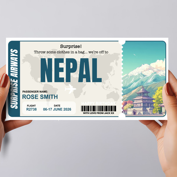 Trip To Nepal Pass Personalised Gift Voucher Surprise Trip Holiday Ticket