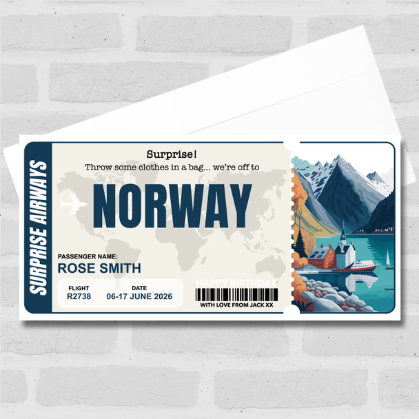Trip To Norway Pass Personalised Gift Voucher Surprise Trip Holiday Ticket