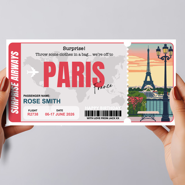 Trip To Paris Pass Personalised Gift Voucher Surprise Trip Holiday Ticket