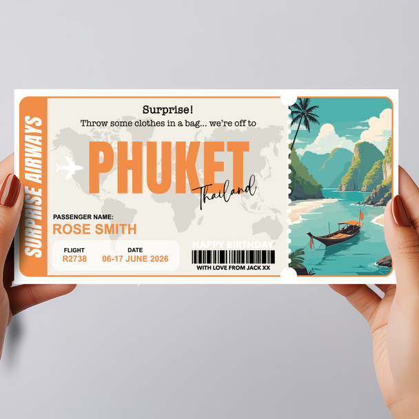 Trip To Phuket Thailand Personalised Gift Voucher Surprise Trip Holiday Ticket