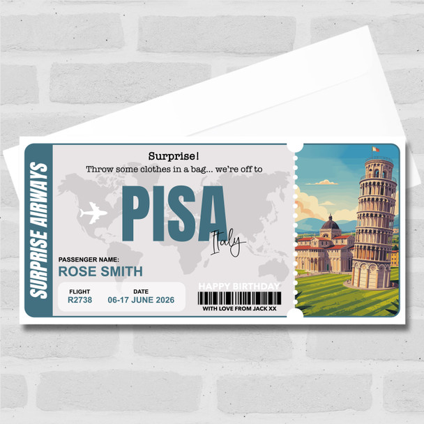 Trip To Pisa Pass Personalised Gift Voucher Surprise Trip Holiday Ticket