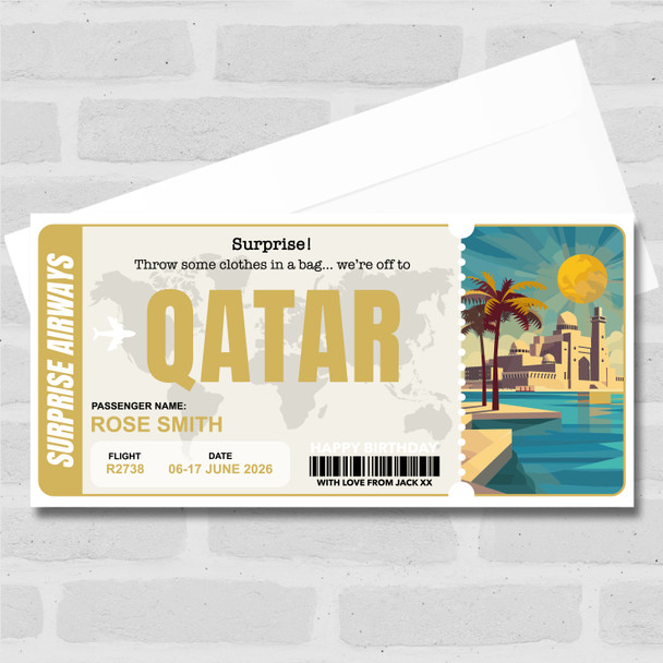 Trip To Qatar Pass Personalised Gift Voucher Surprise Trip Holiday Ticket