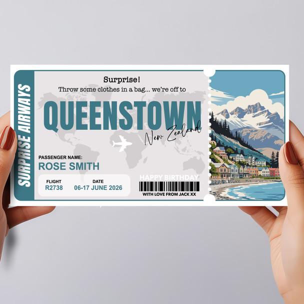 Trip To Queenstown Pass Personalised Gift Voucher Surprise Trip Holiday Ticket