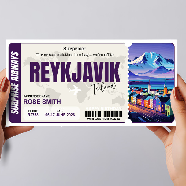 Trip To Reykjavik Iceland Personalised Gift Voucher Surprise Trip Holiday Ticket