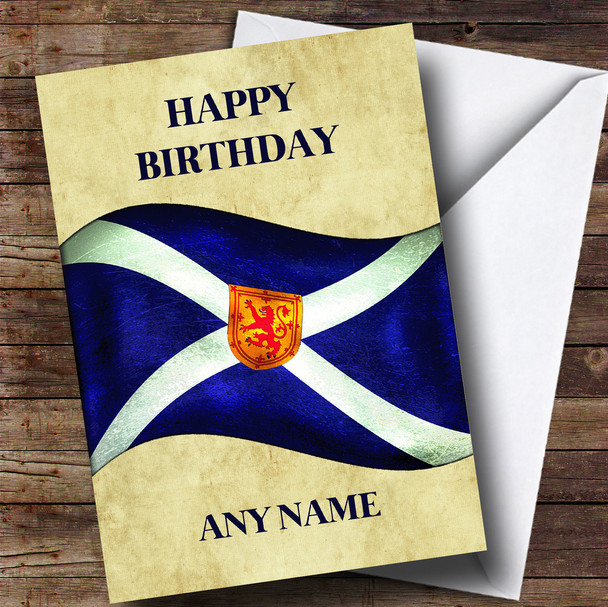 Vintage Scottish Flag Personalised Birthday Card