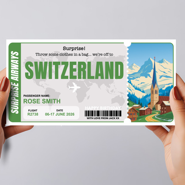 Trip To Switzerland Pass Personalised Gift Voucher Surprise Trip Holiday Ticket