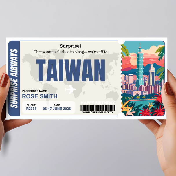 Trip To Taiwan Pass Personalised Gift Voucher Surprise Trip Holiday Ticket