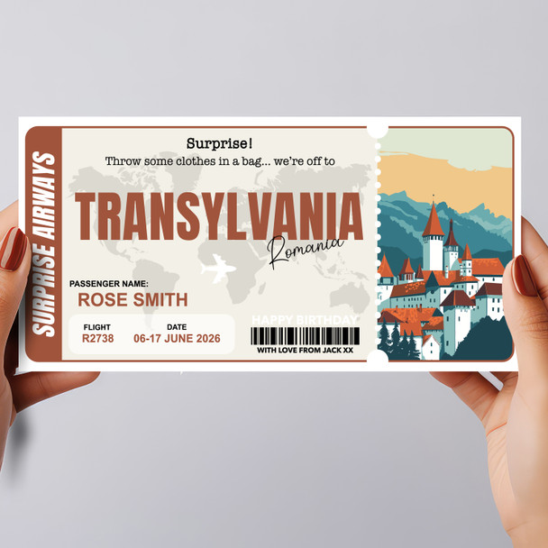Trip To Transylvania Romania Pass Personalised Gift Voucher Surprise Trip Ticket