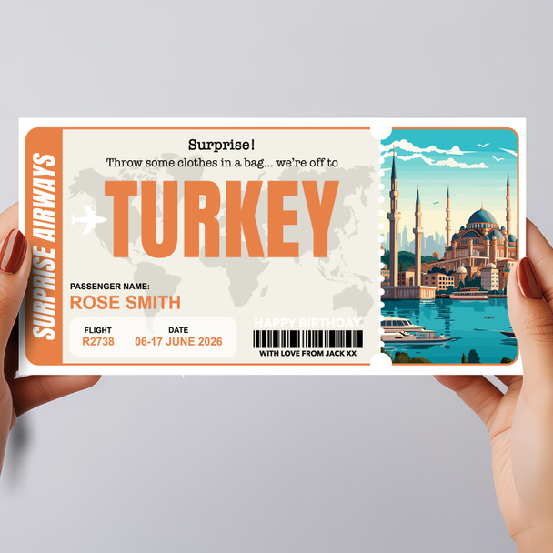 Trip To Turkey Pass Personalised Gift Voucher Surprise Trip Holiday Ticket