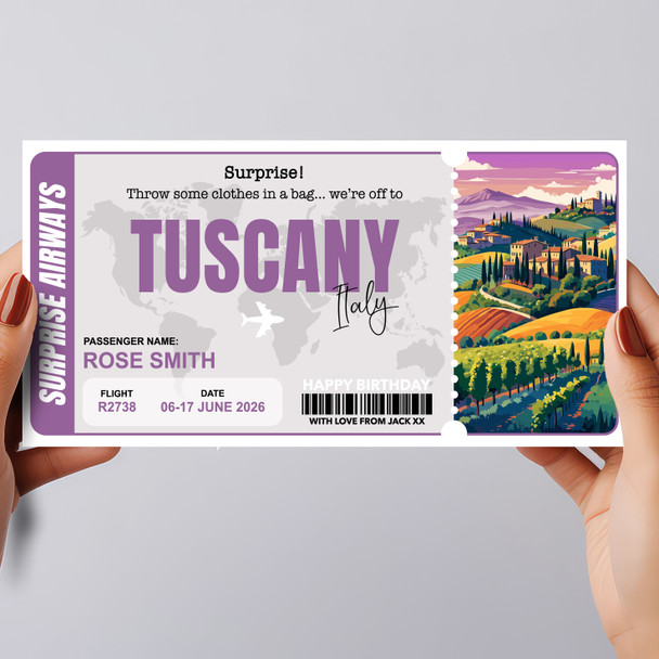 Trip To Tuscany Pass Personalised Gift Voucher Surprise Trip Holiday Ticket