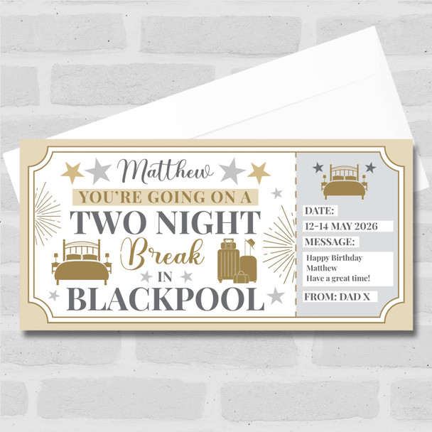 Two Night Break Blackpool Personalised Gift Voucher Surprise Trip Holiday Ticket