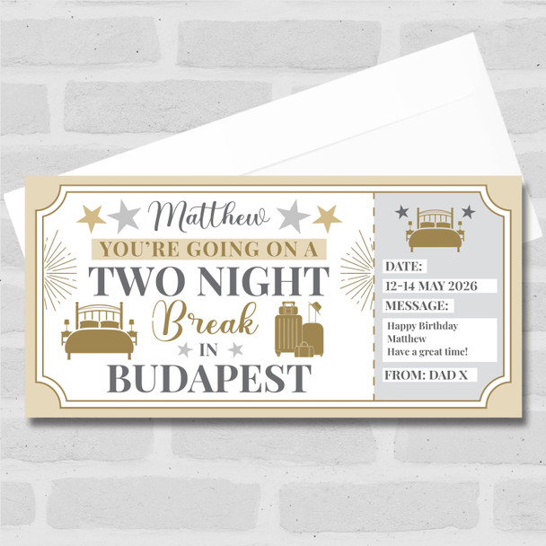 Two Night Break Budapest Personalised Gift Voucher Surprise Trip Holiday Ticket