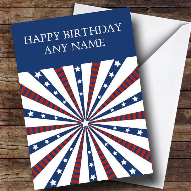 White Stars & Stripes Personalised Birthday Card