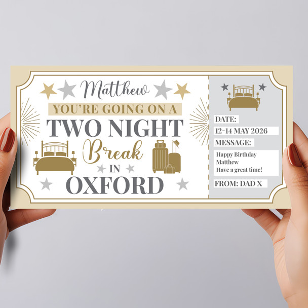 Two Night Break Oxford Personalised Gift Voucher Surprise Trip Holiday Ticket