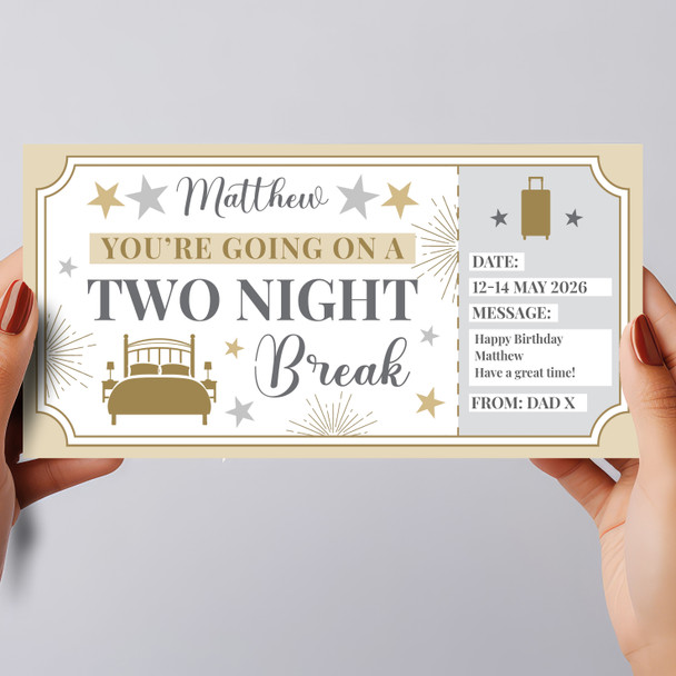 Two Night Break Personalised Gift Voucher Surprise Trip Holiday Ticket