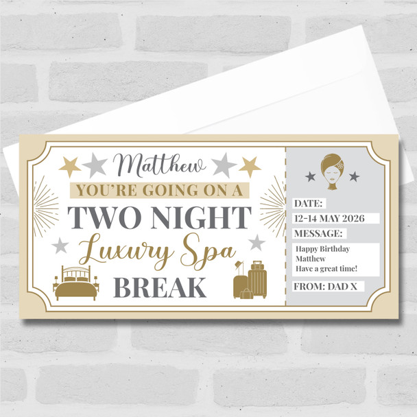 Two Night Luxury Spa Break Personalised Gift Voucher Surprise Holiday Ticket