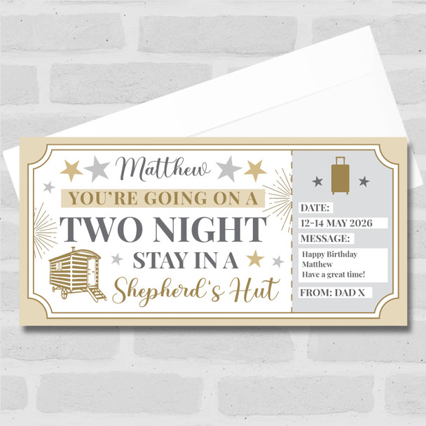 Two Night Shepherd's Hut Personalised Gift Voucher Surprise Trip Holiday Ticket