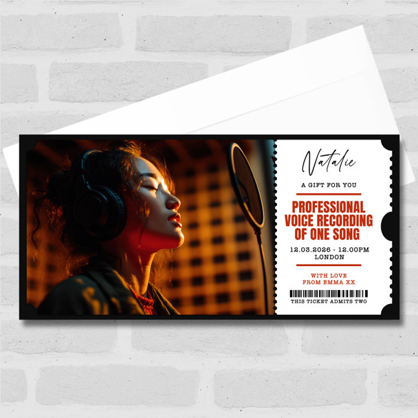 Professional Voice Recording Studio Personalised Surprise Ticket Gift Voucher