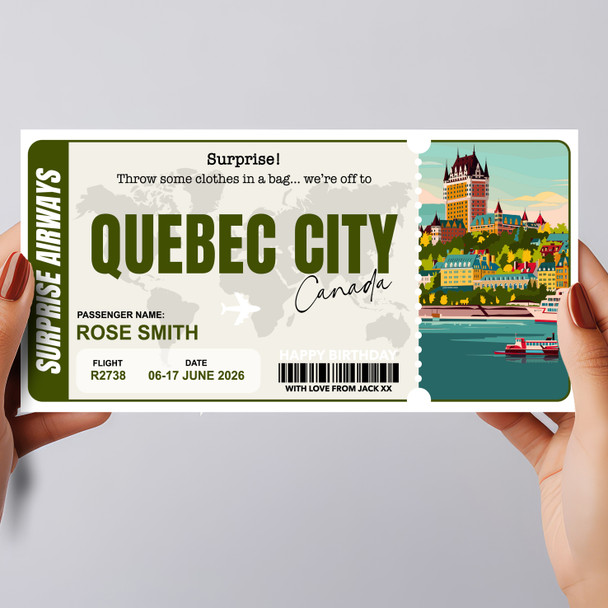 Quebec City Canada Pass Personalised Gift Voucher Surprise Trip Holiday Ticket