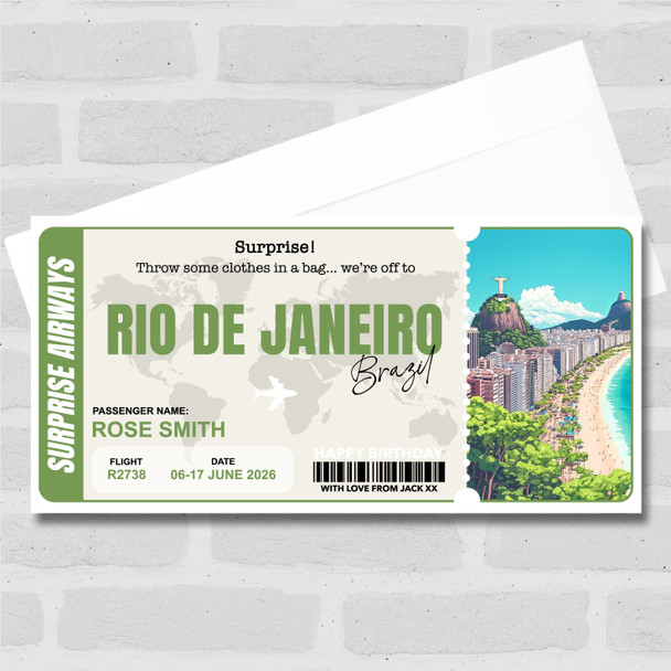 Rio De Janeiro Brazil Personalised Gift Voucher Surprise Trip Holiday Ticket