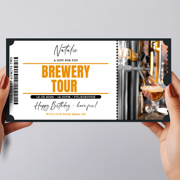 Brewery Tour Experience Personalised Surprise Ticket Gift Voucher