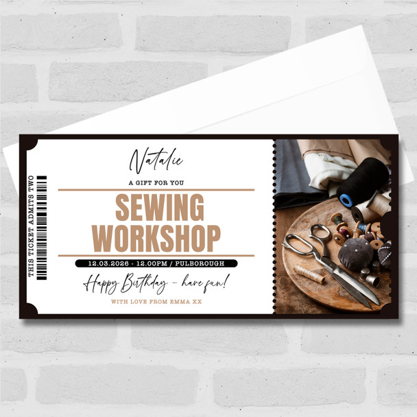 Sewing Workshop Personalised Surprise Ticket Gift Voucher
