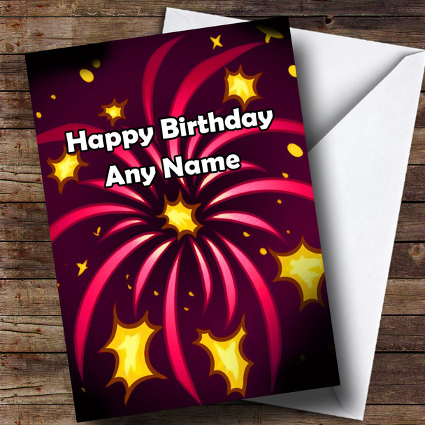 Pink Fireworks Personalised Birthday Card