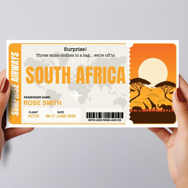 South Africa Pass Personalised Gift Voucher Surprise Trip Holiday Ticket
